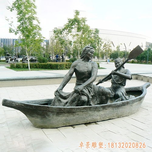 划船铜雕 九江划船红铜雕塑定制厂家